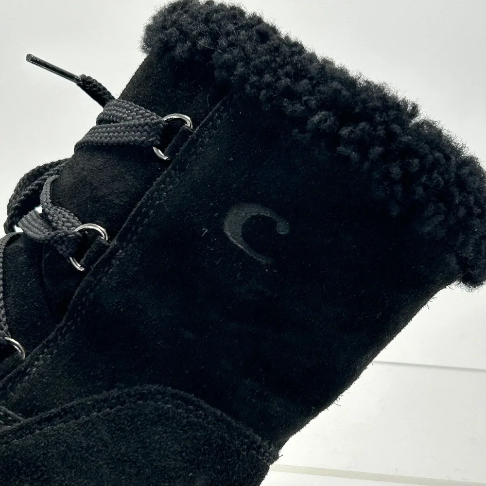 La Canadienne Size 36 US 5.5 Black Suede Shearling Platform Boots NEW Emery $395